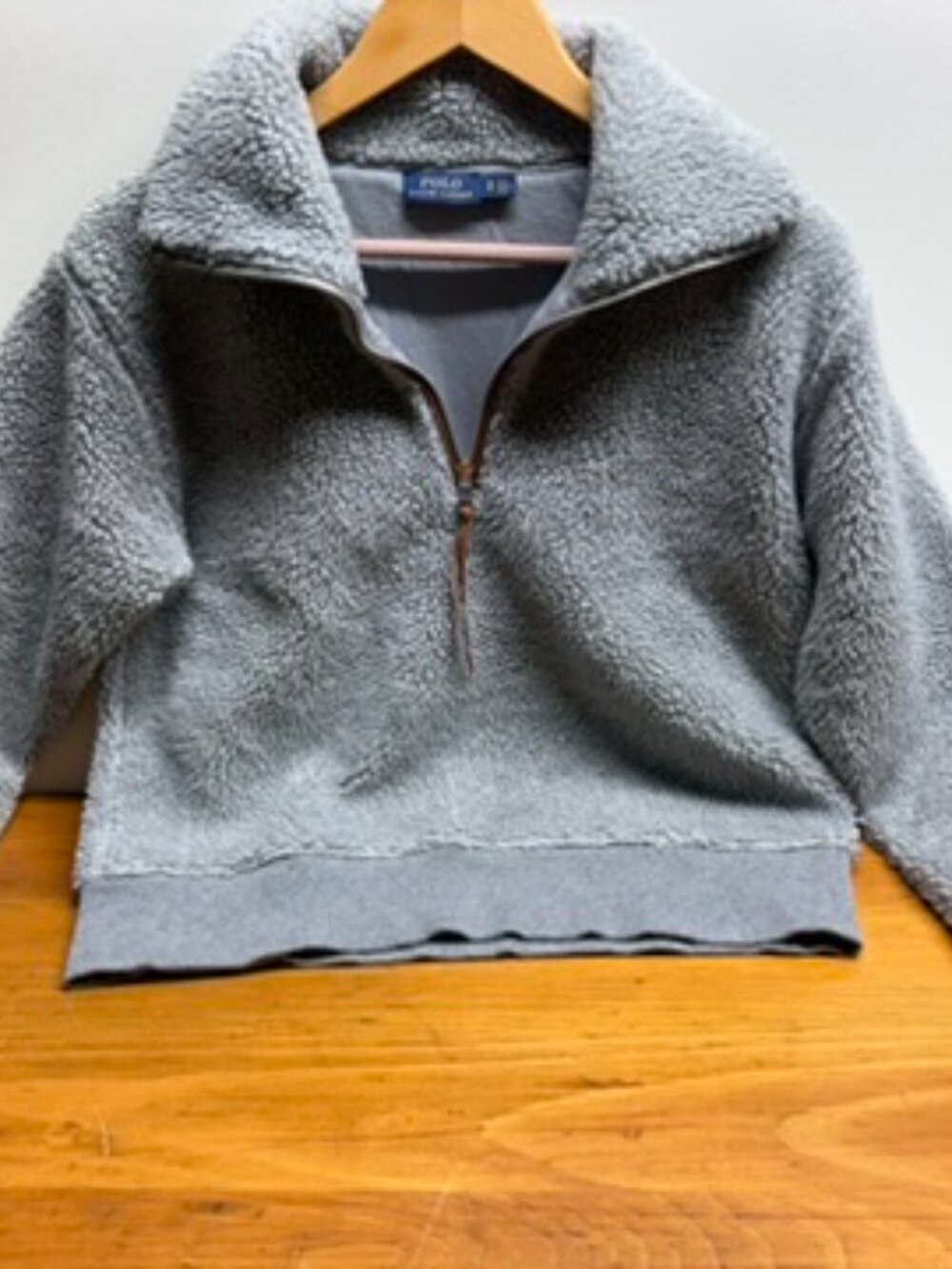 Polo Ralph Lauren Women’s Gray Sherpa Half Zip Fleece Sweater Size XS